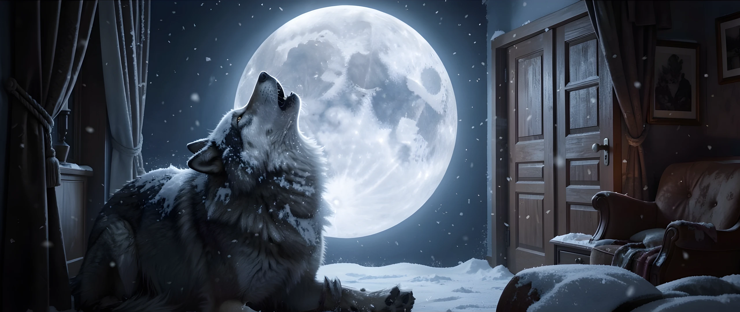 Winter Wolf Scene
