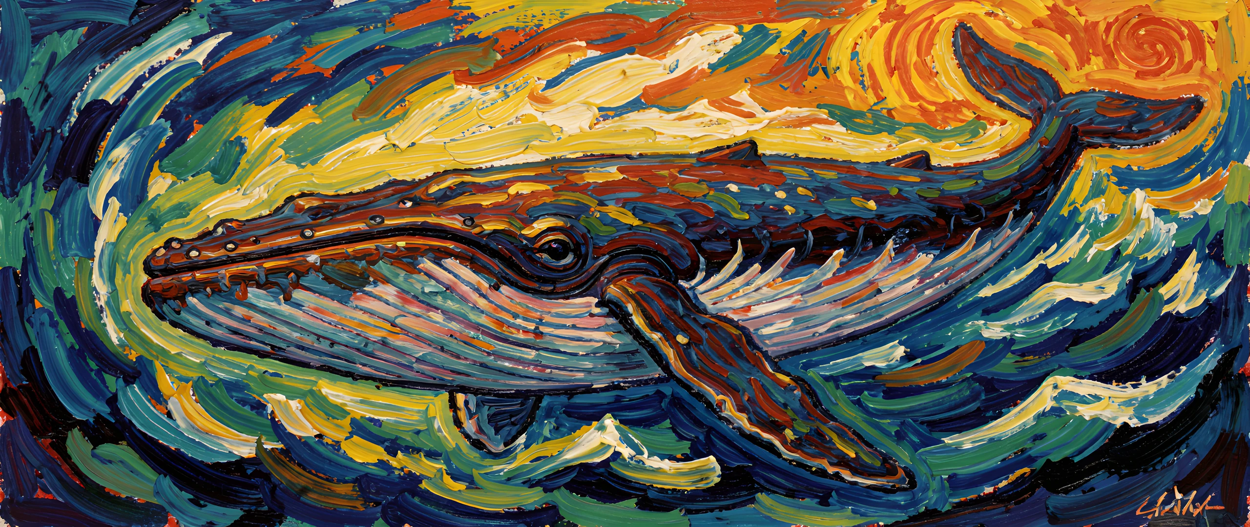Impressionist Whale Scene