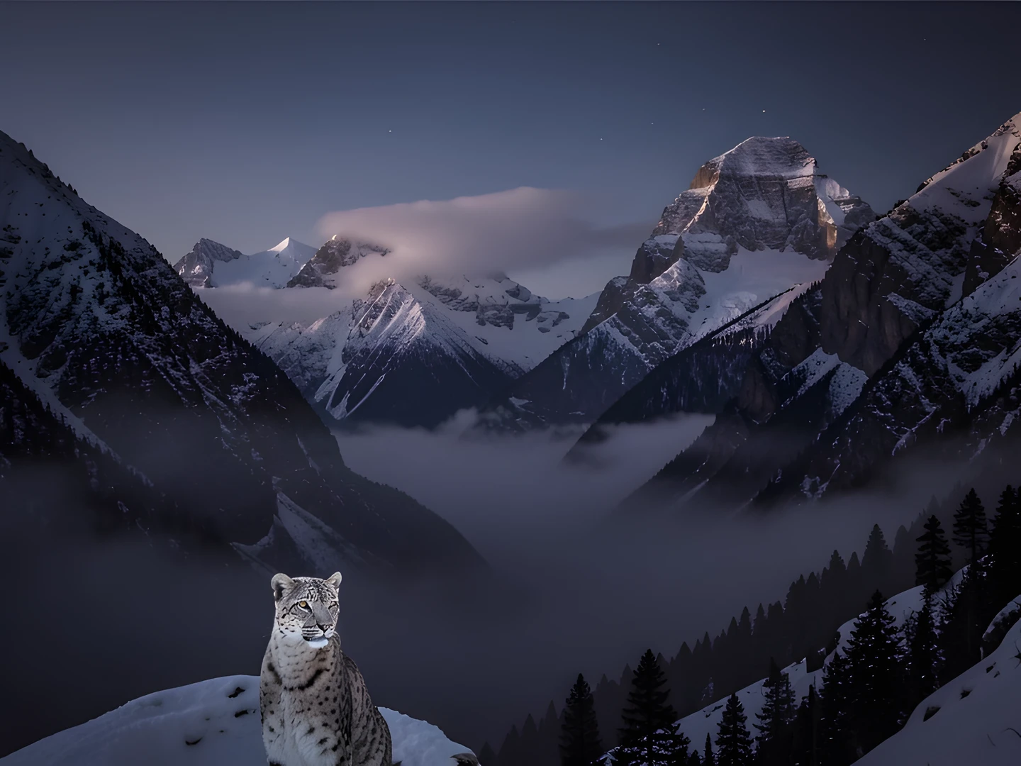 Snow Leopard Night