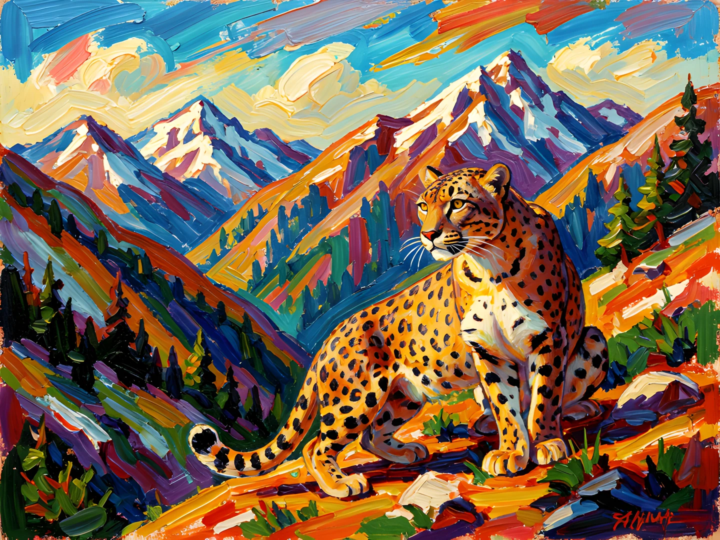 Impressionist Leopard Scene