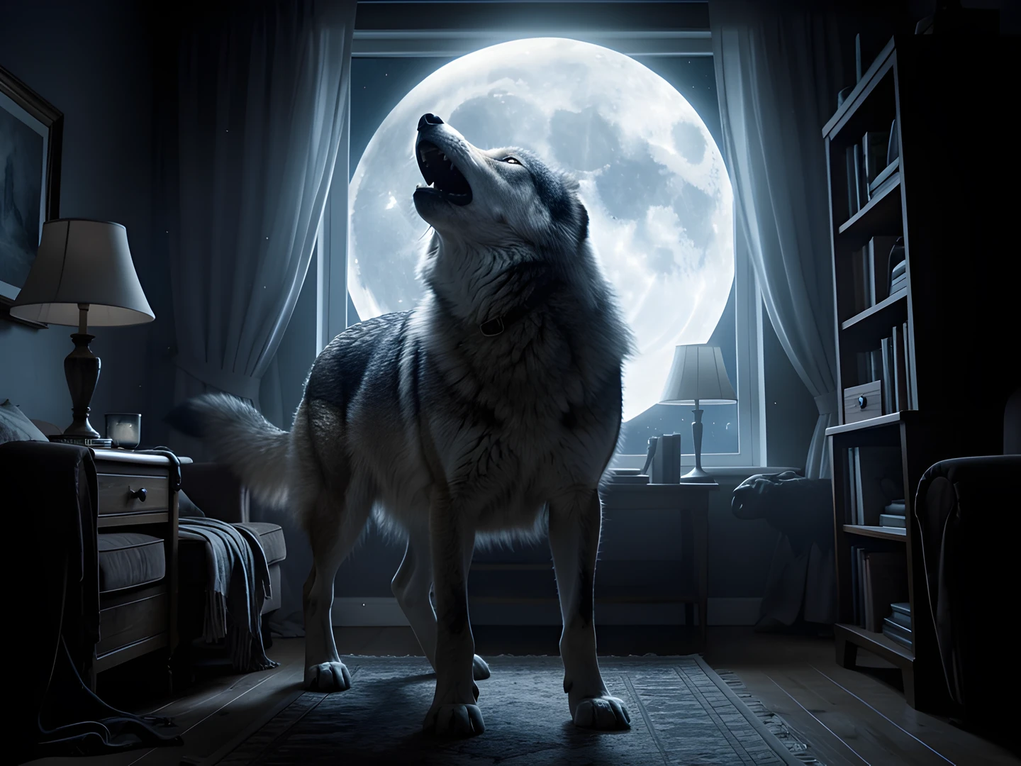Moonlit Wolf Den