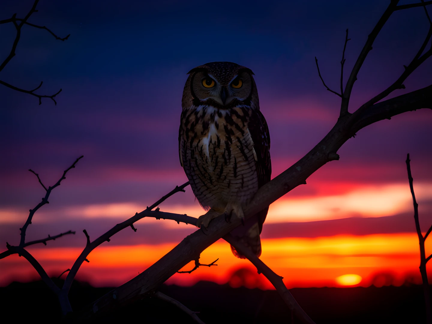 Owl Perched Sunset