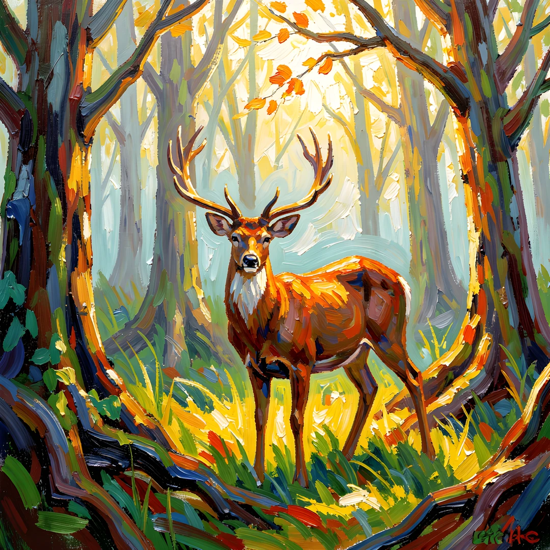 Impressionist Forest Scene