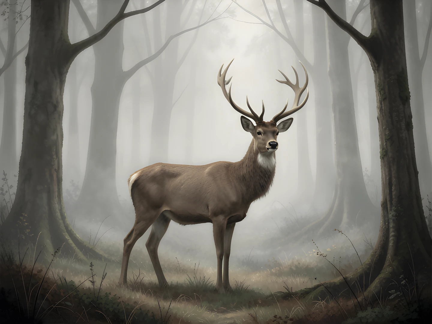Misty Forest Deer