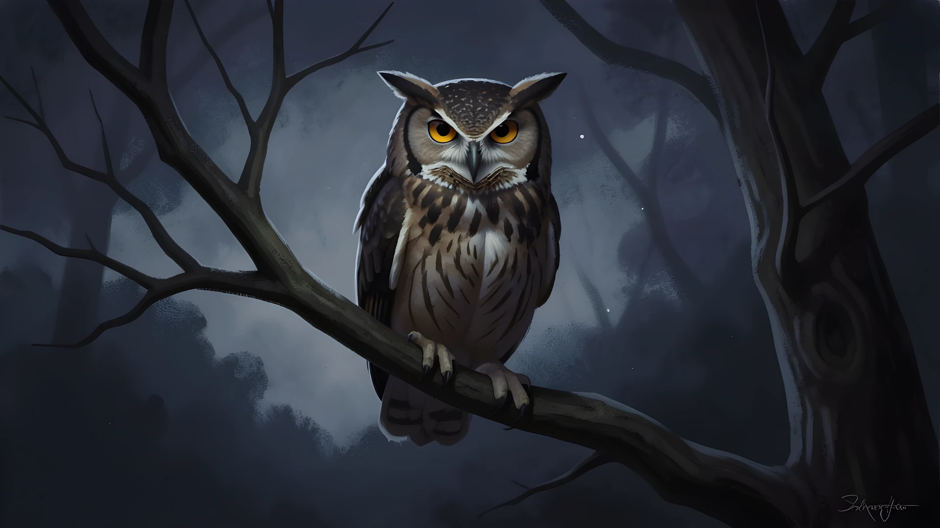 Moonlit Forest Scene