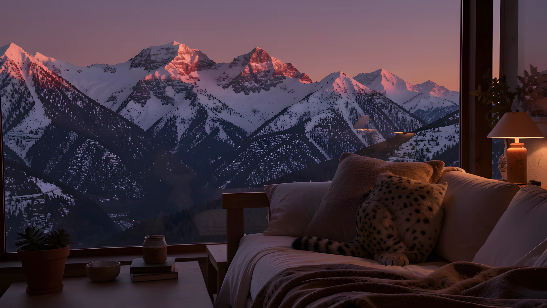 Snowy Mountain Scene