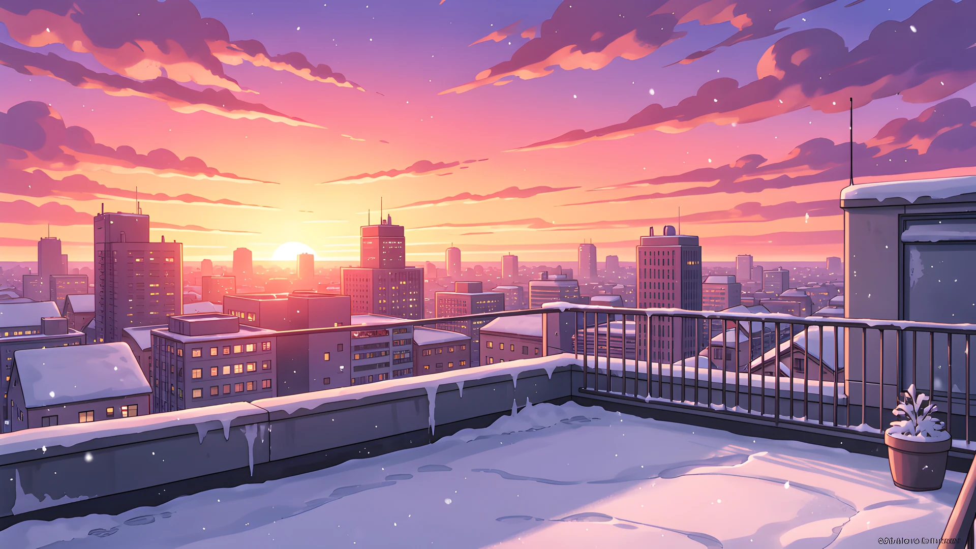 Snowy Tokyo Rooftop