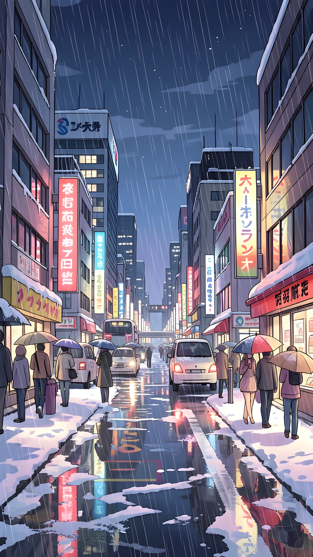 City Night Snowfall