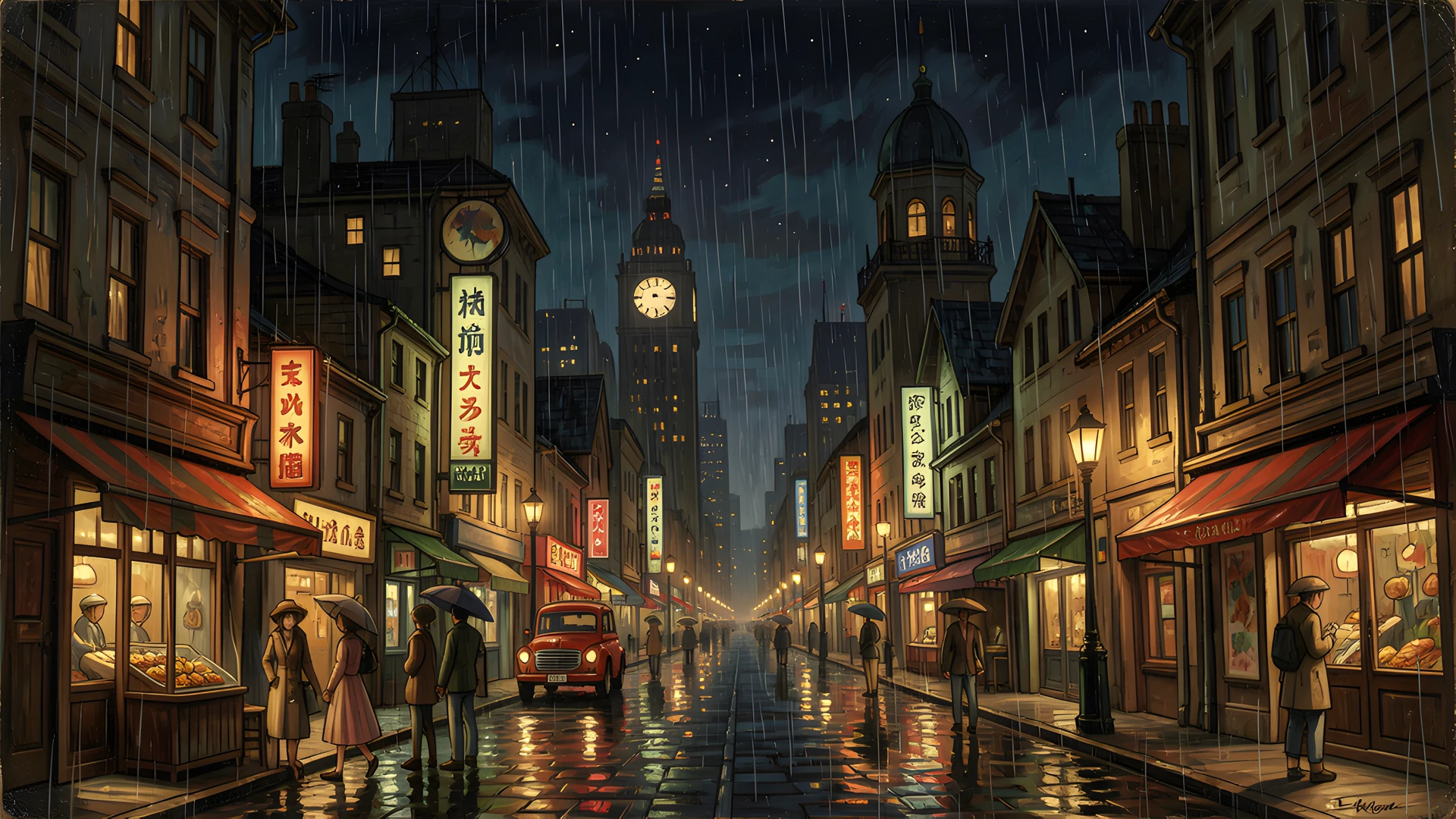 Rainy Cityscape Anime