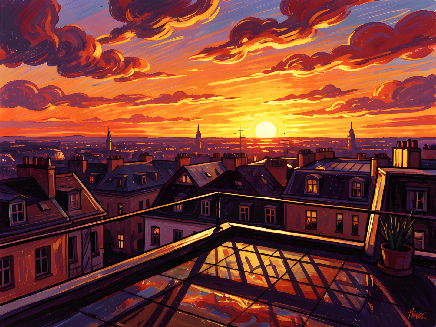 Golden Rooftop Sunset