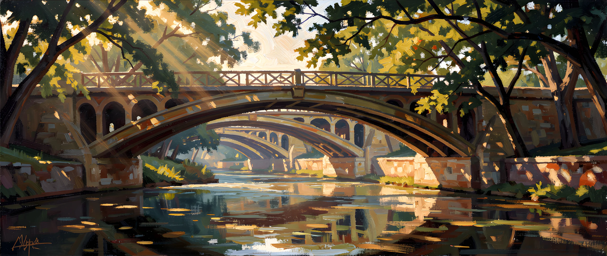 Forest Bridge Scene