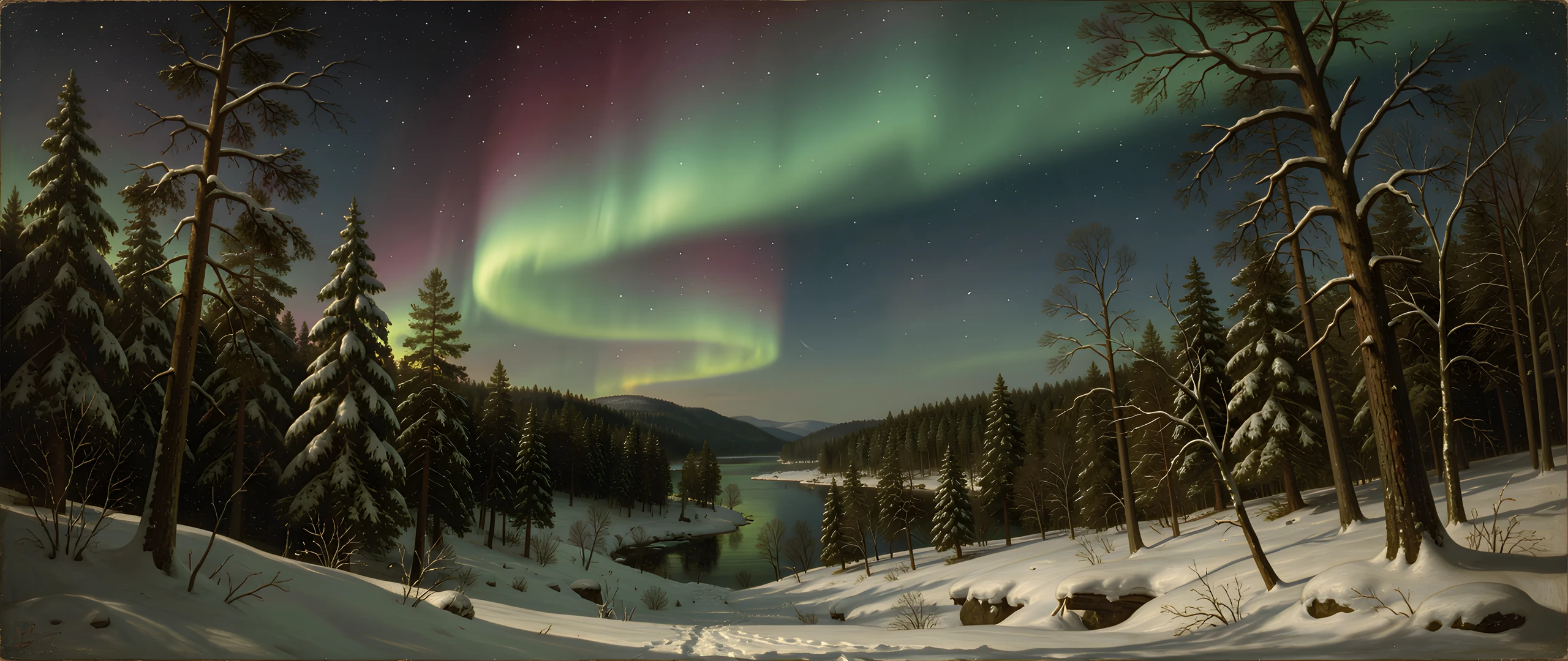 Aurora Forest Night