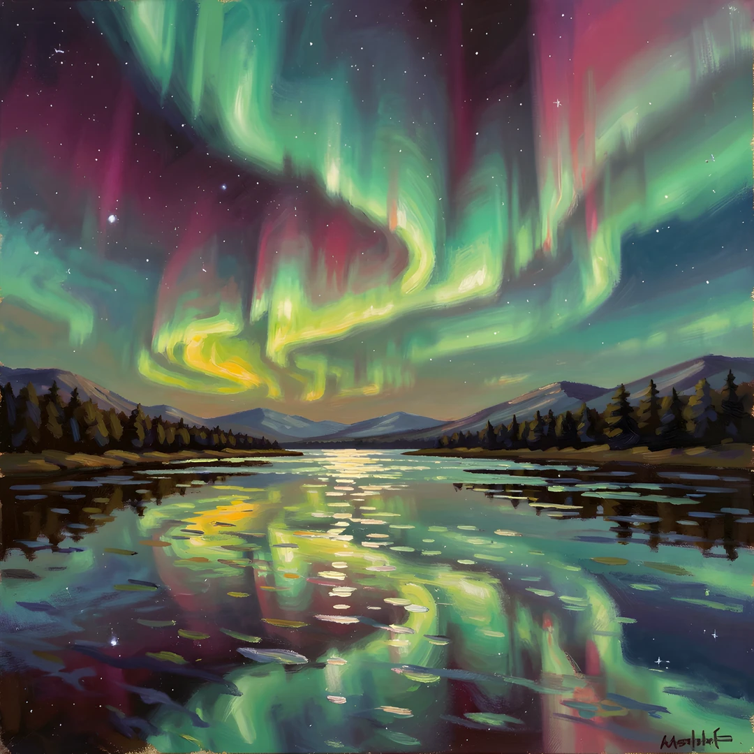 Aurora Lake Scene