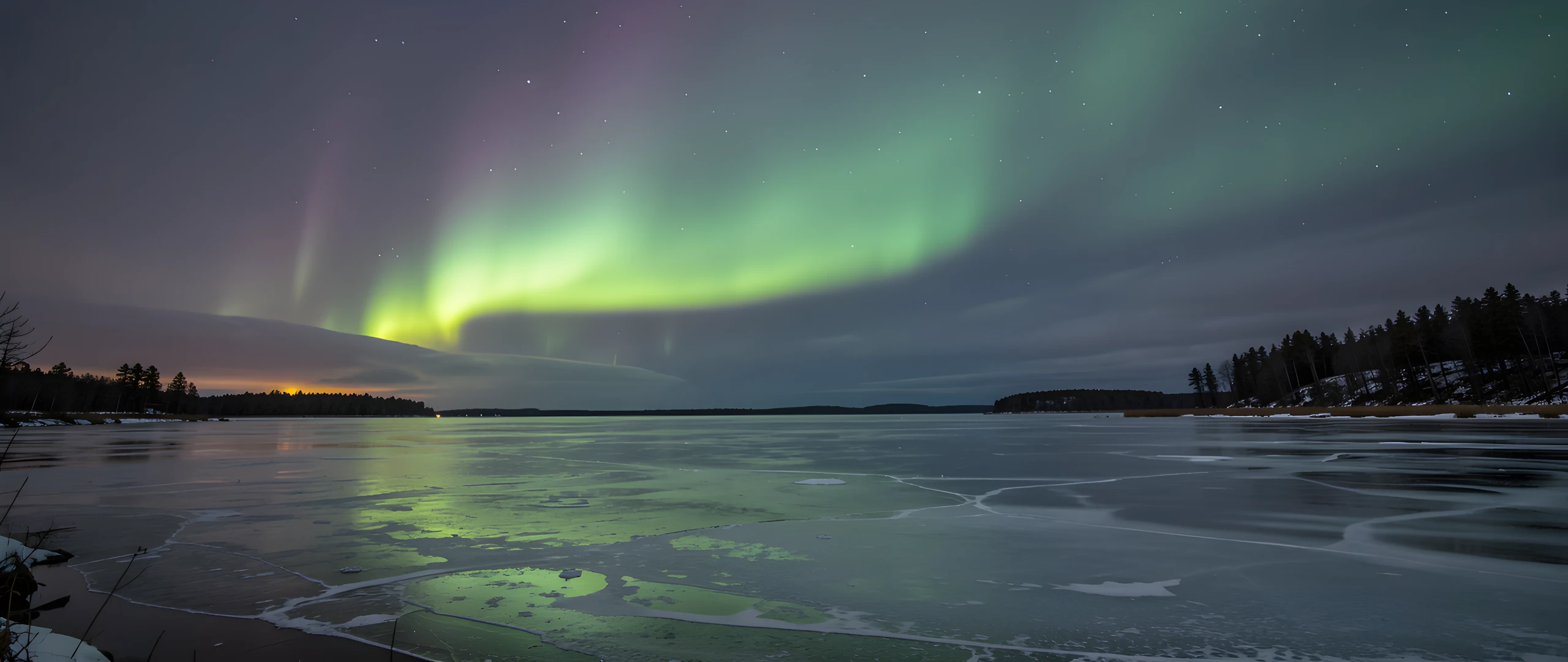 Frozen Aurora Lake