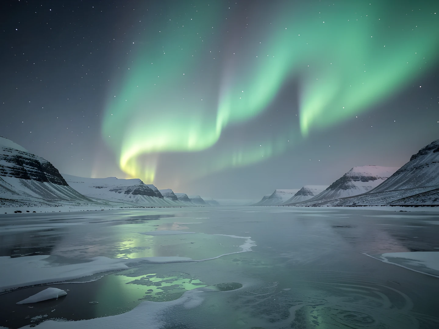 Frozen Aurora Lake