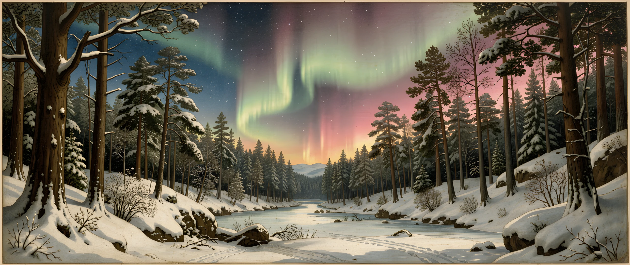 Aurora Forest Scene