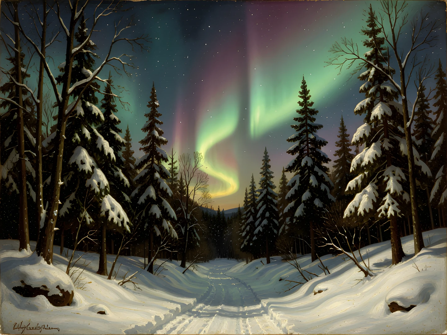 Aurora Forest Scene