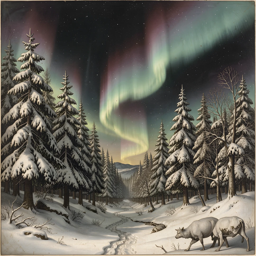 Aurora Forest Scene