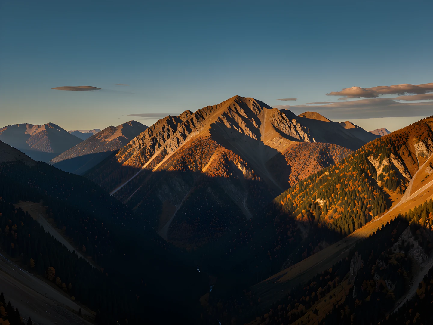 Golden Mountain Scene