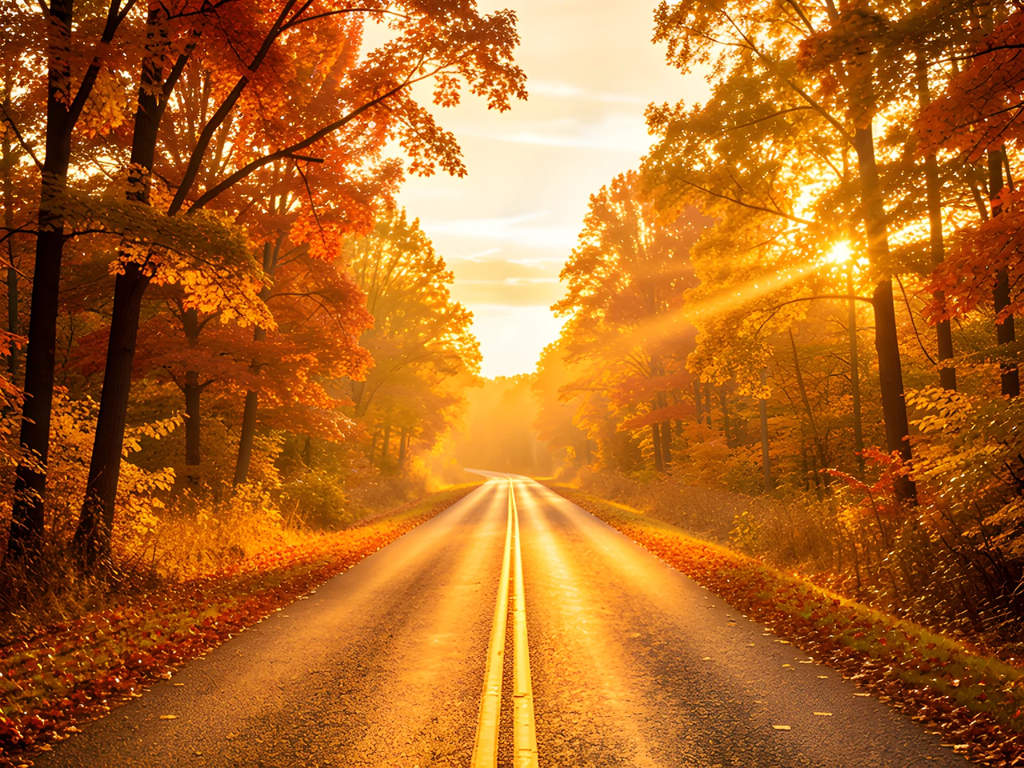 Golden Autumn Road