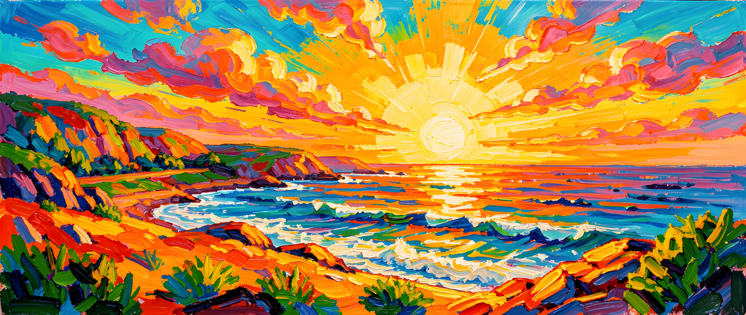 Impressionist Beach Scene