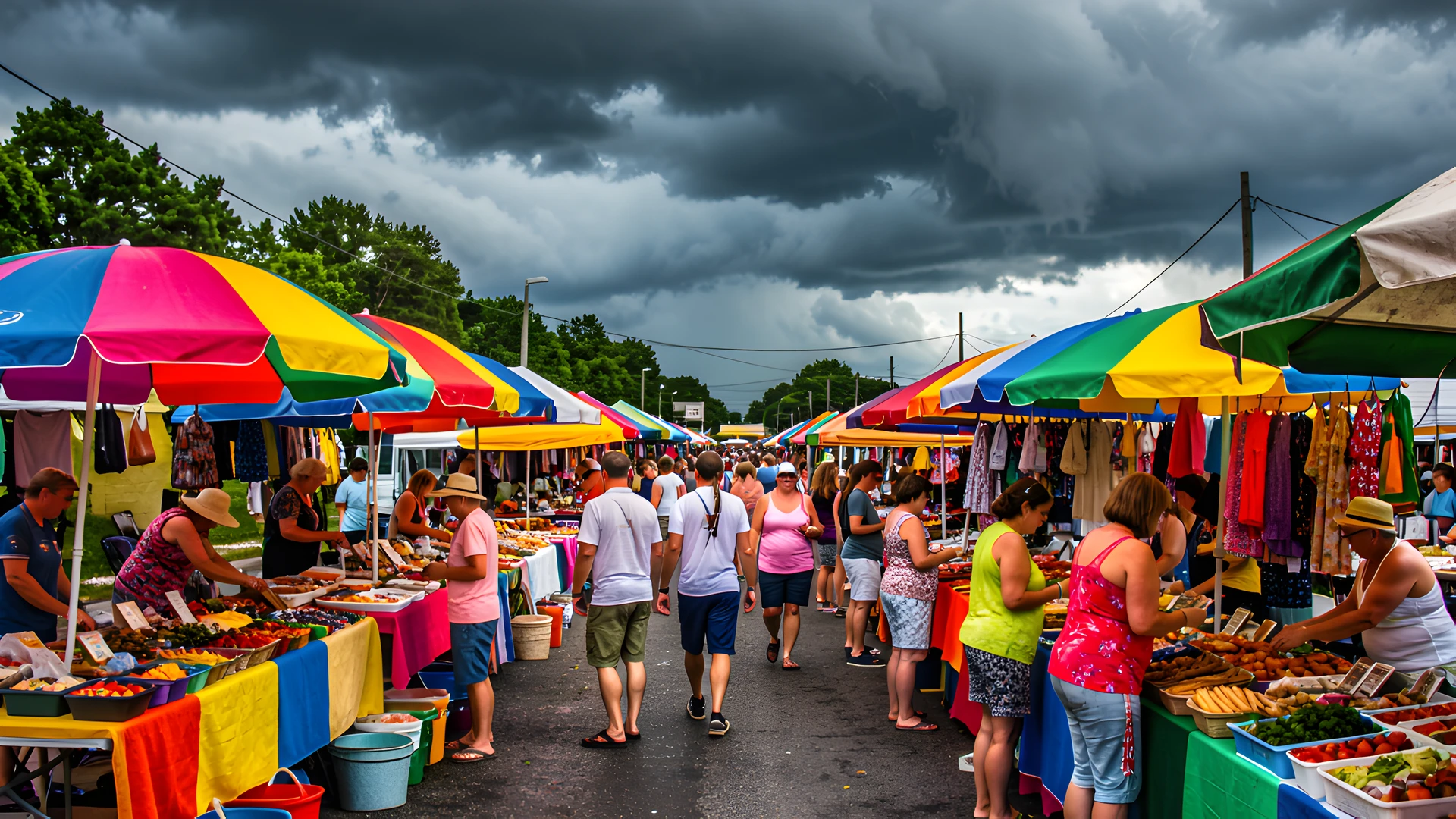 Rainbow Market Scene
