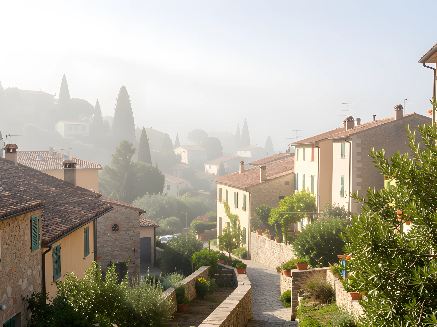 Mediterranean Village Scene