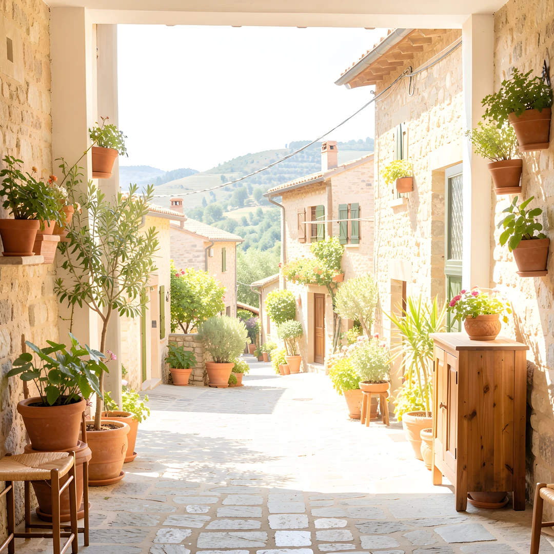 Greek Village Scene