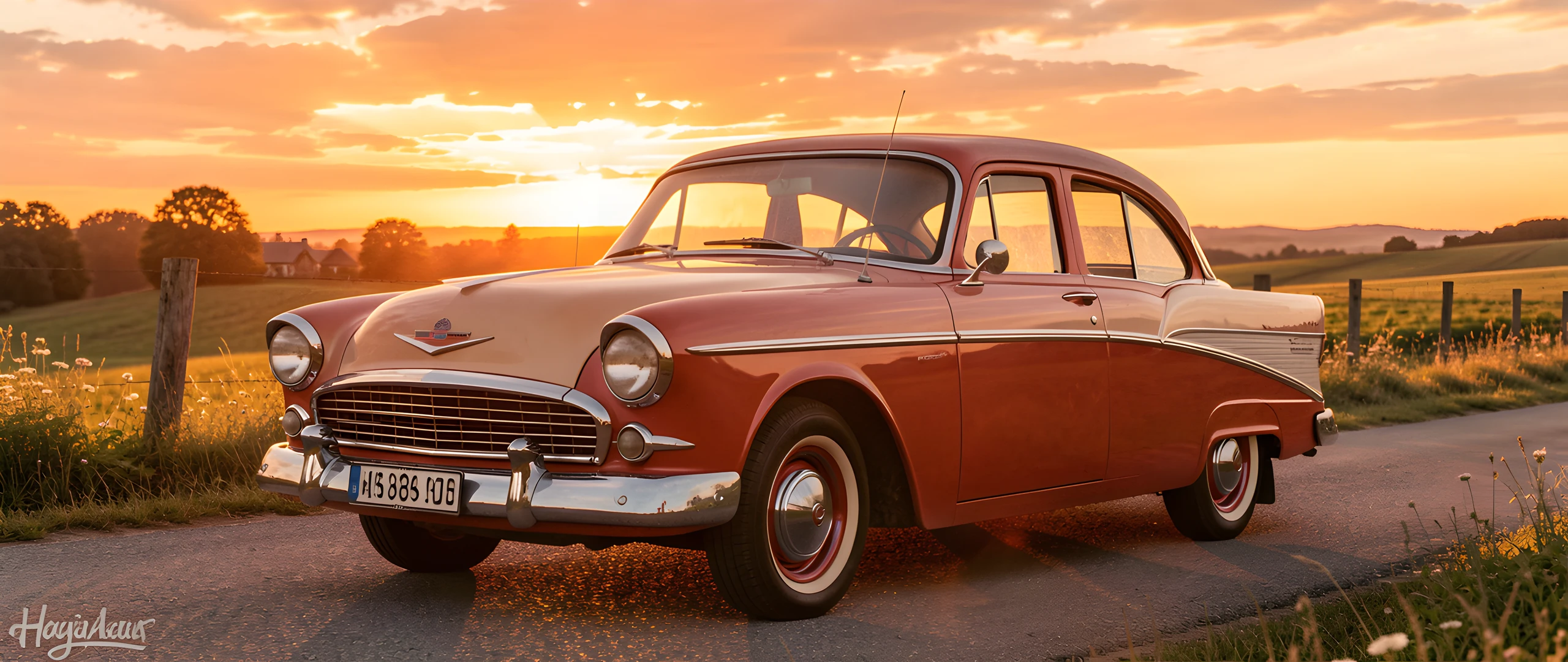 Vintage Road Scene