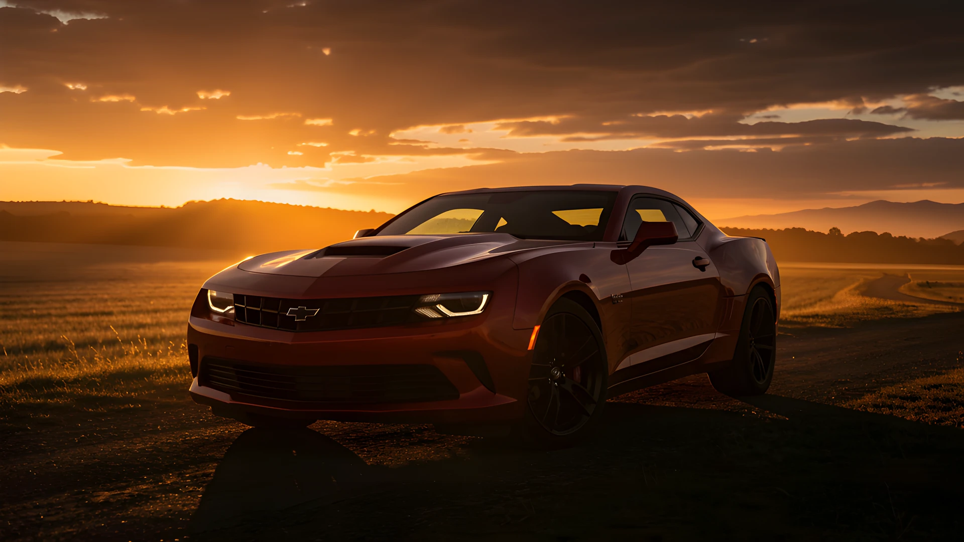 Golden Muscle Car