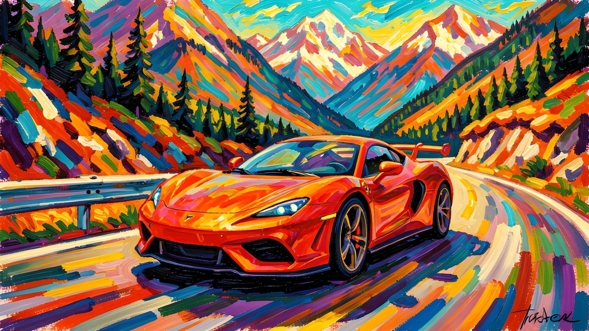 Impressionist Mountain Road
