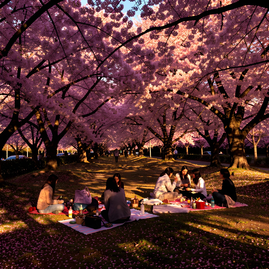 Golden Hanami Scene