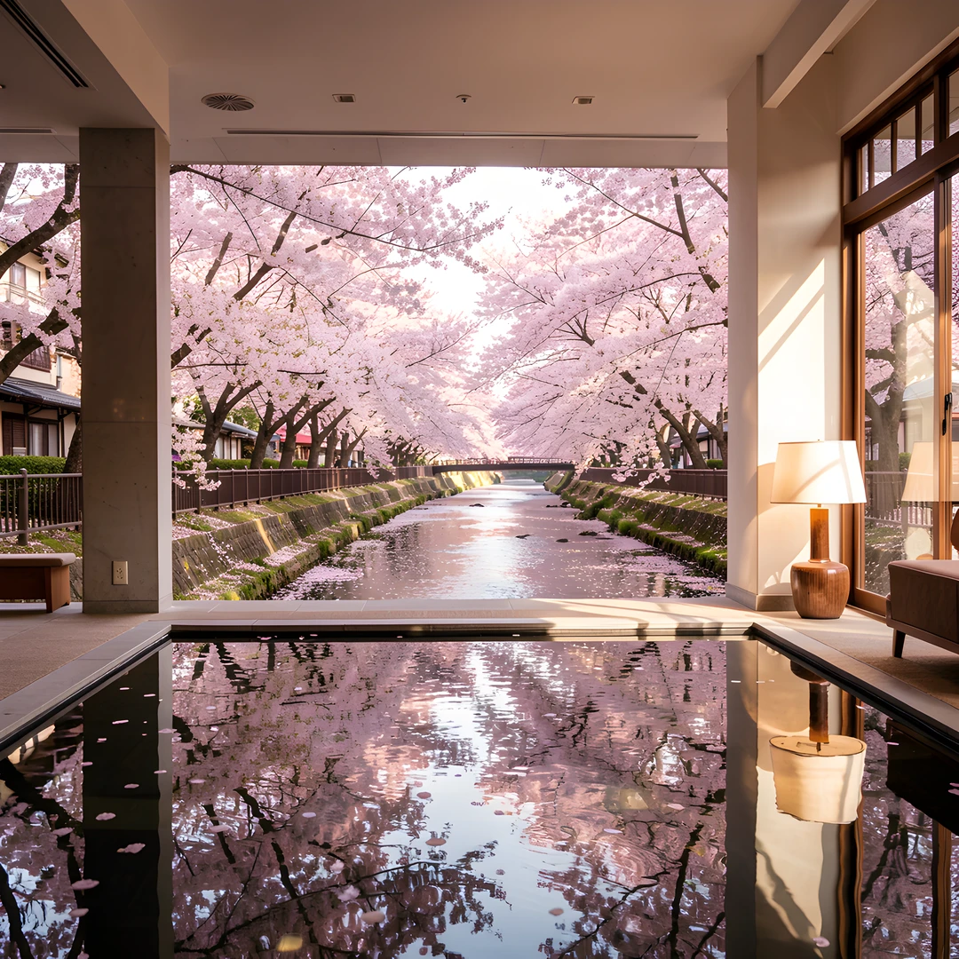 Cherry Blossom Reflection