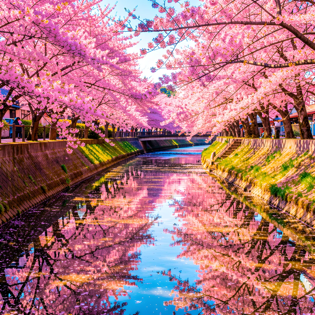 Cherry Blossom Reflection