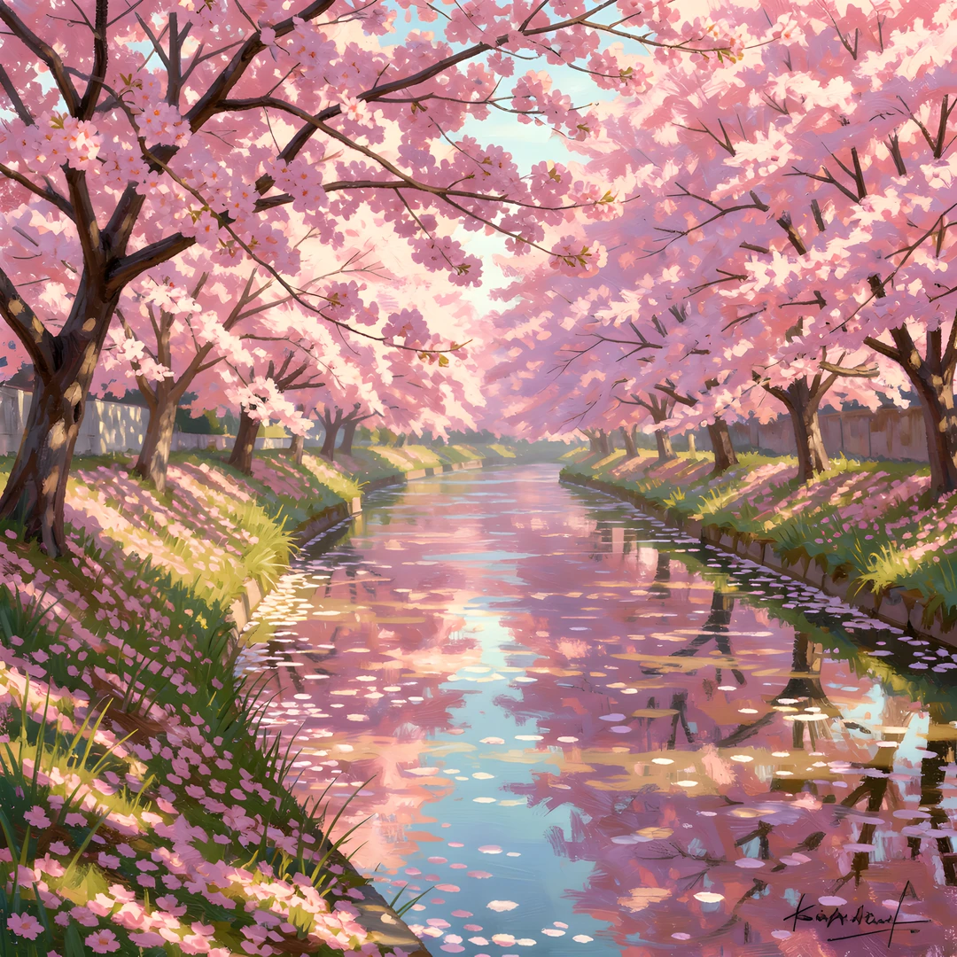Cherry Blossom Reflection