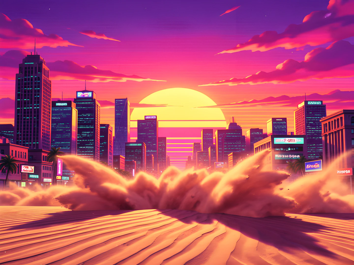 Vaporwave Cityscape