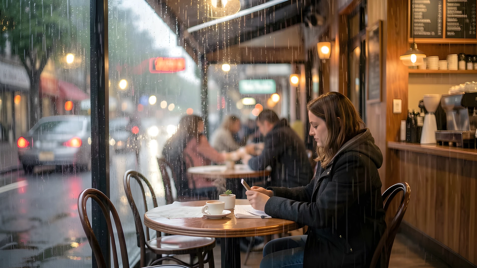 Rainy Coffee Scene