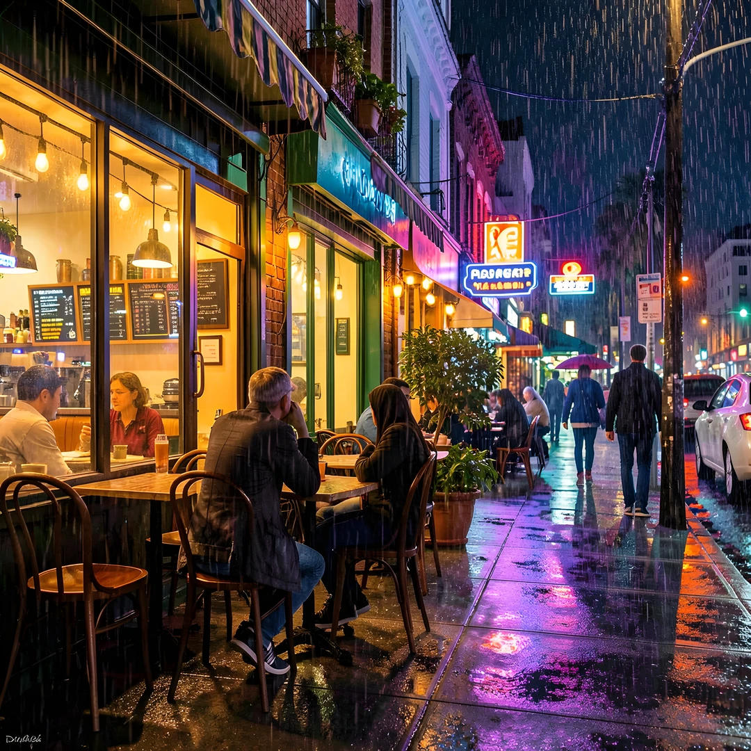 Rainy Coffee Scene