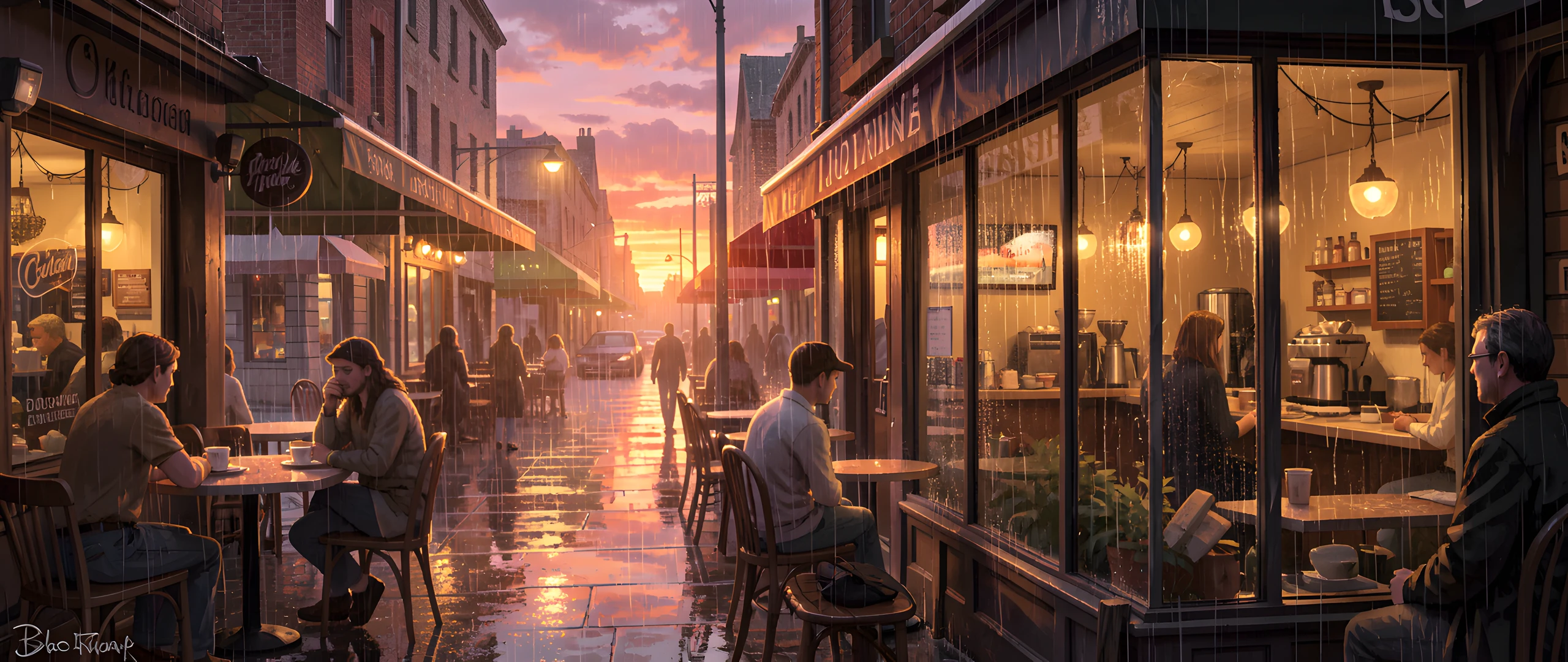 Rainy Coffee Scene