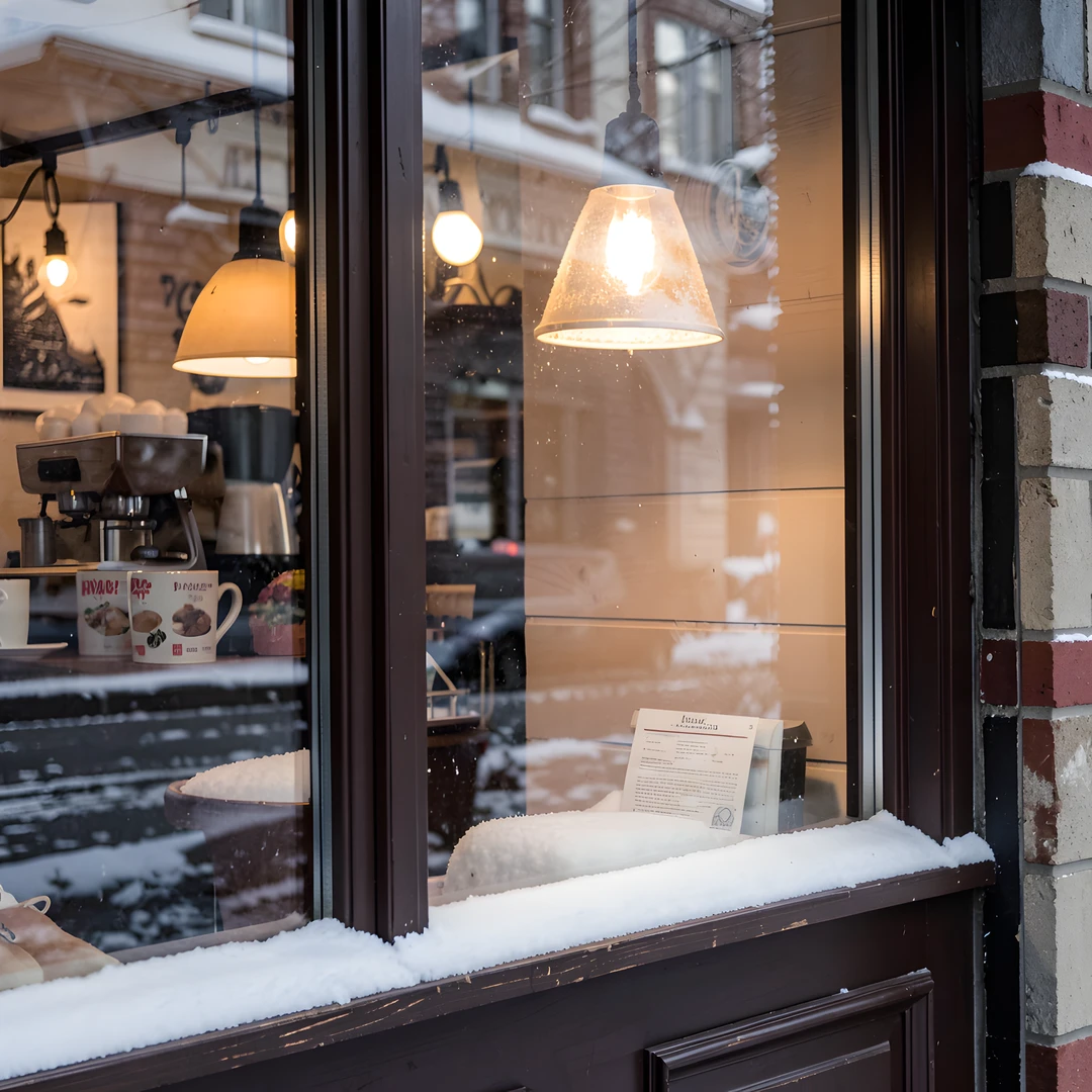 Snowy Coffee Scene