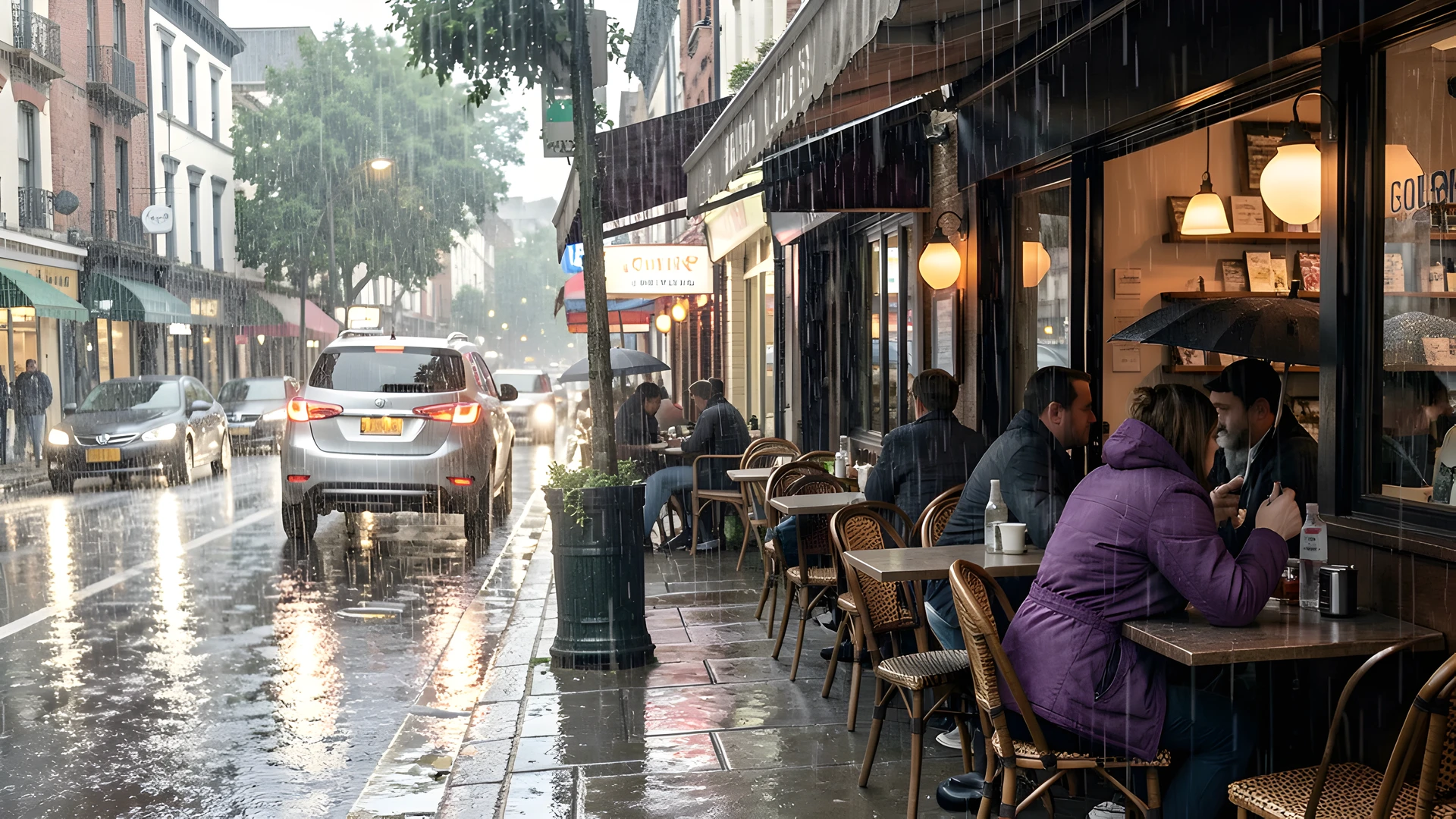 Rainy Coffee Scene
