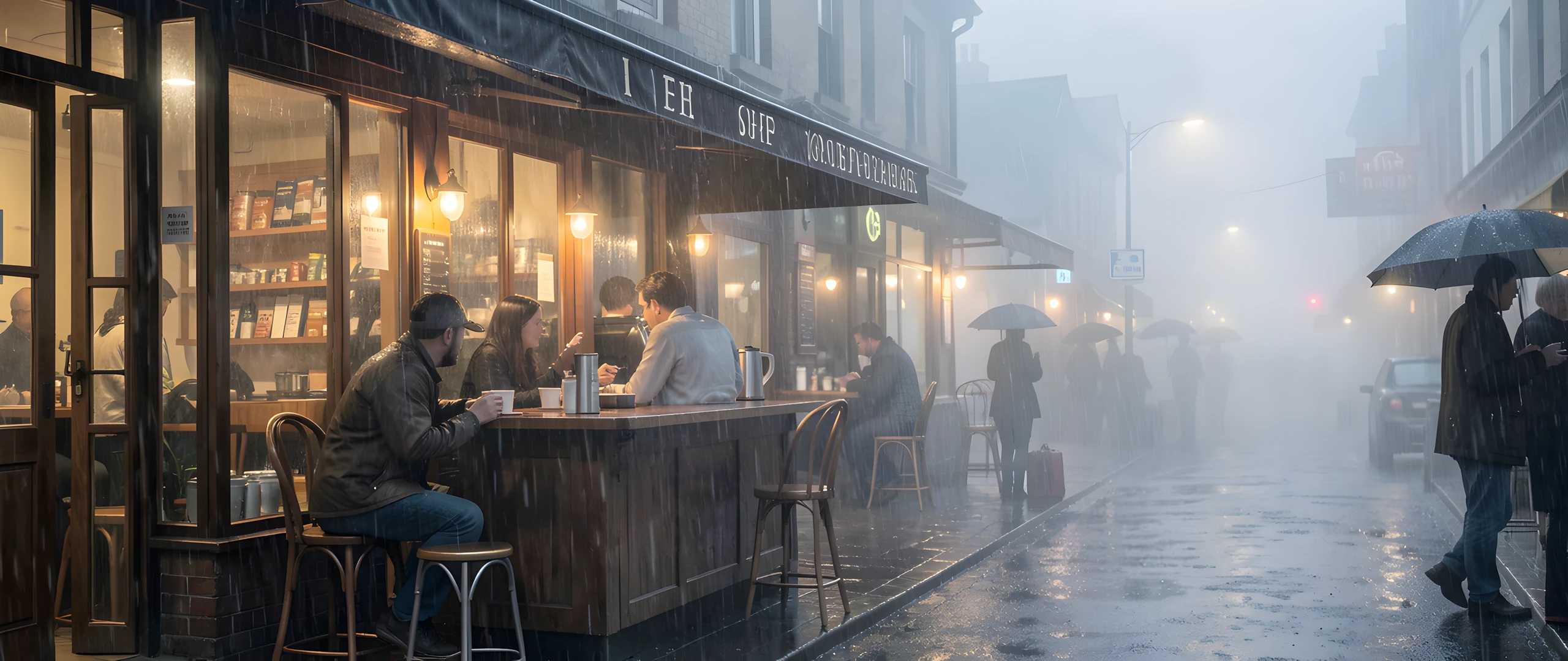 Rainy Coffee Scene