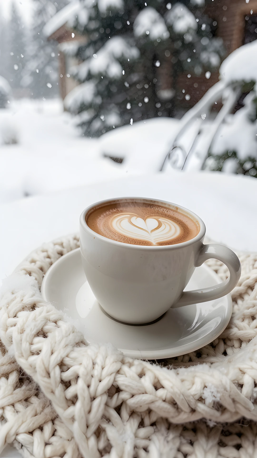 Snowy Coffee Scene