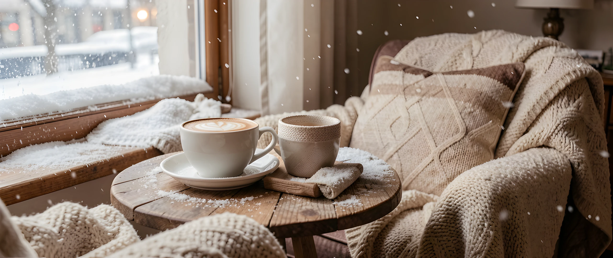 Snowy Coffee Scene