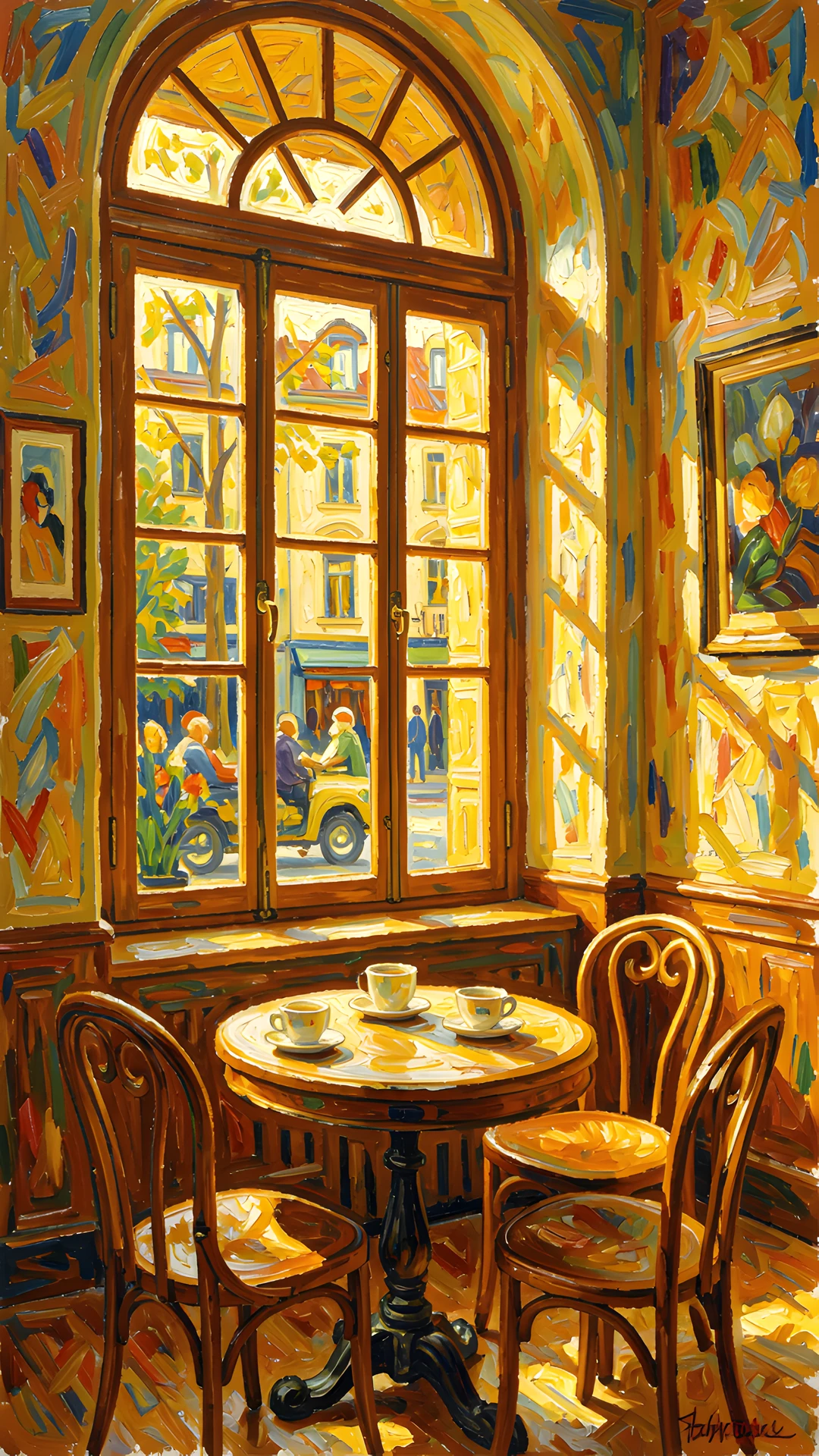 Impressionist Cafe Scene