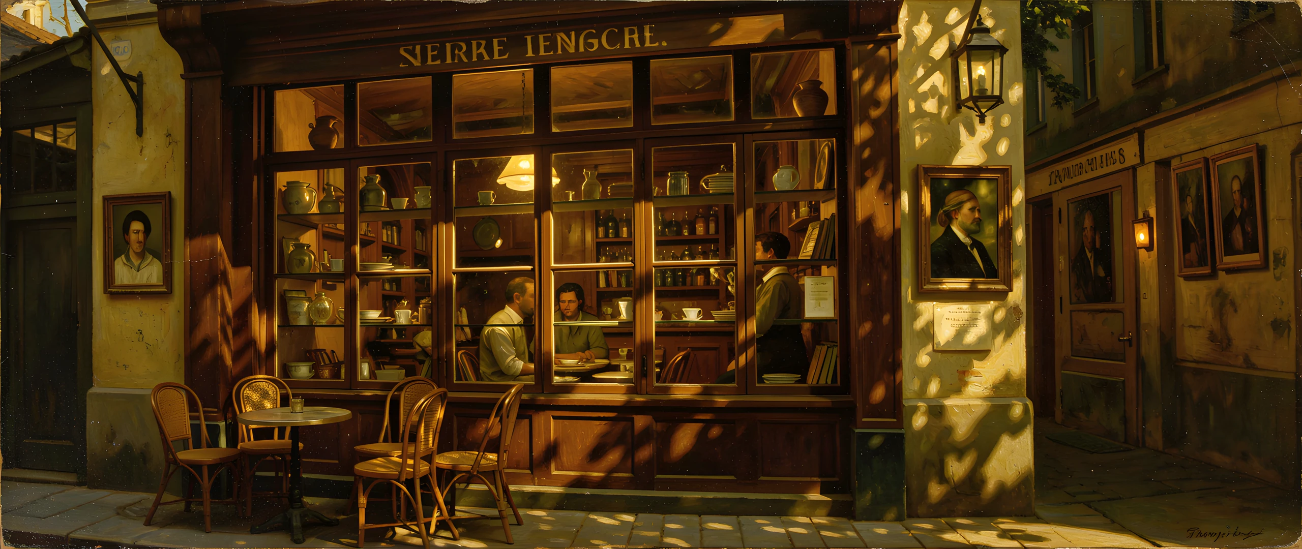 Cafe Impressionist Scene