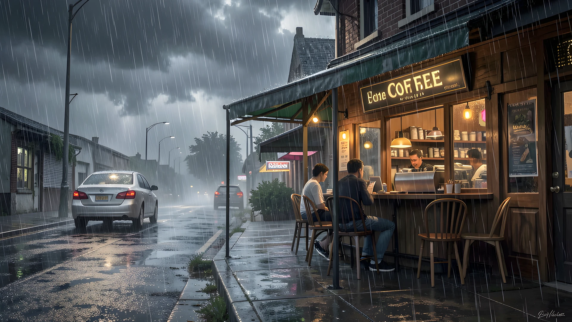 Rainy Coffee Shop