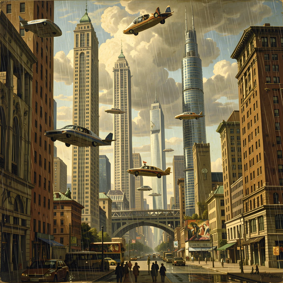 Futuristic Cityscape Mountains