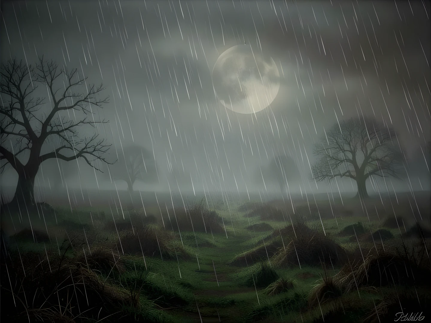 Misty Dark Landscape