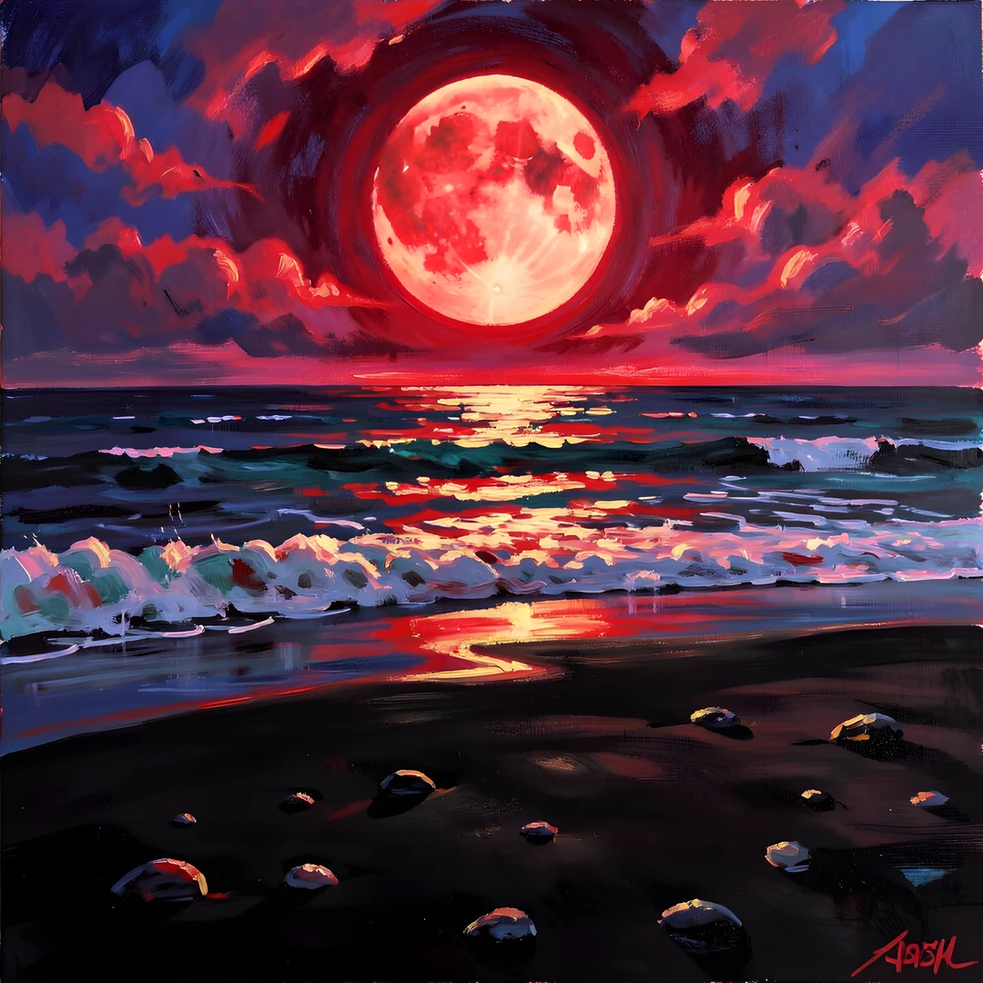 Moonlit Beach Scene